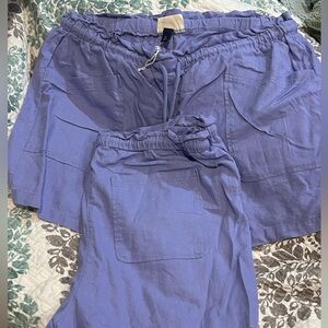 Lavender Drawstring Linen Shorts Set